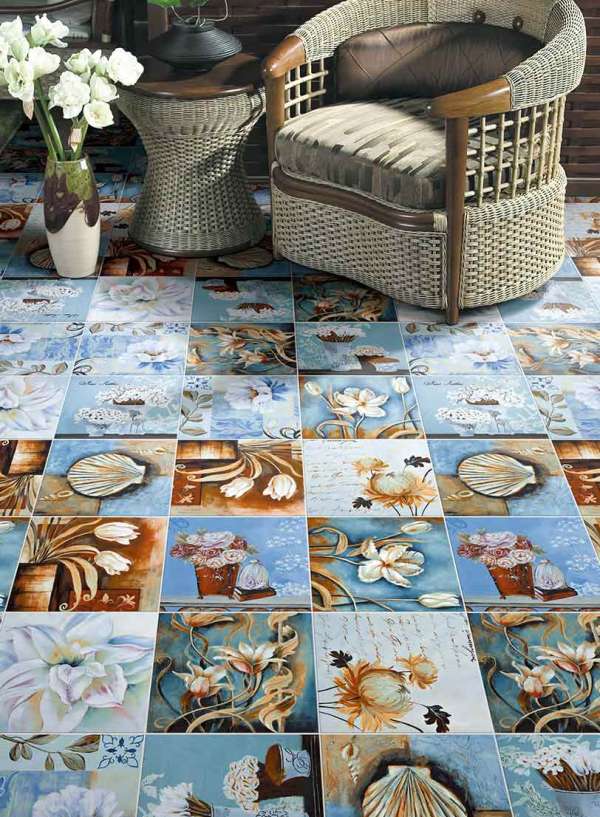 Matt Finish Ceramic Floor Non Slip Rustic  Ink painting style Tile