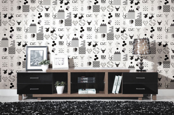 Moose pattern childhood style  bedroom floor and wall tiles