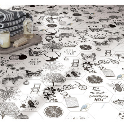 Beautiful ceramics rustic wall & floor tile Simple sketch animals