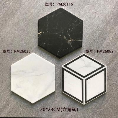 Hexagonal glazed marble pattern porcelain floor tile