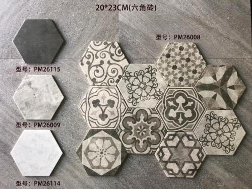 Cement flower Hexagon Emboss Japan Art Cement Deco Wall and Floor Tile