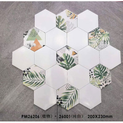 Ceramic hexagon tile from China Green jungle design