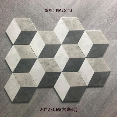 Hexagon cement look ceramic floor & wall grey color tile