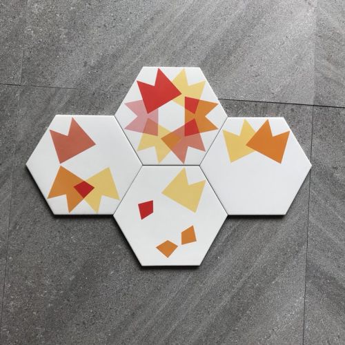 Glazed hexagon floor and wall tile for bathroom decoration