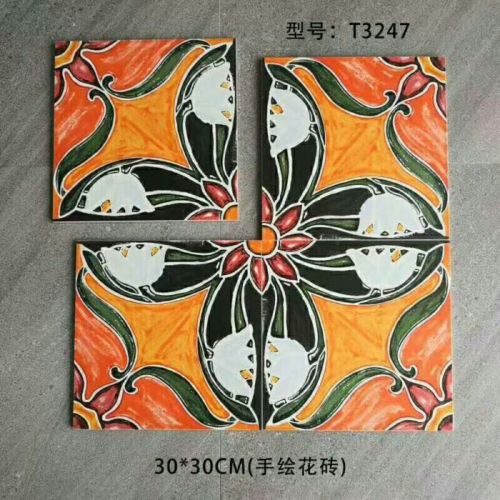 Hand painted style  8x8 ceramic floor tiles
