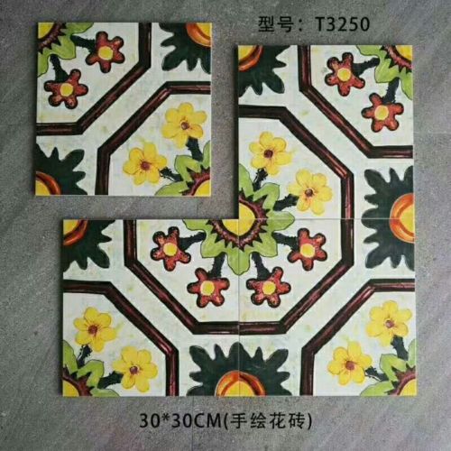Hand painted style  8x8 ceramic floor tiles