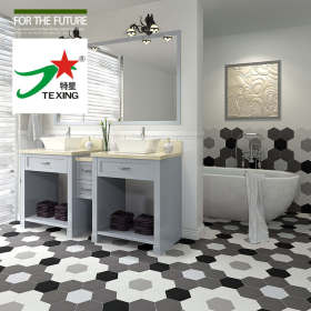 Solid color hexagon tile with different color