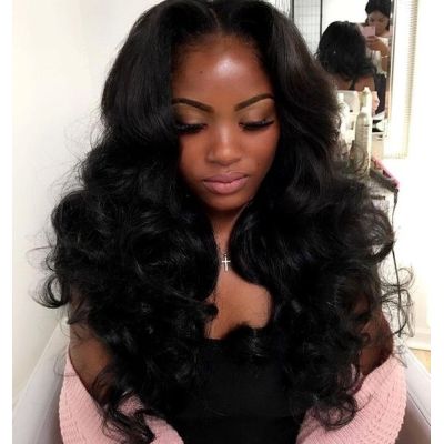 iFINER Brazilian Virgin Human Hair Loose Wave Full Lace Wigs Natural Hairline