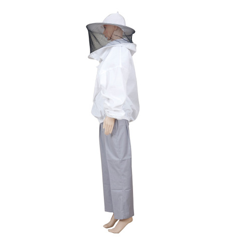 CLD05- Cotton Beekeeping Jacket White Protective jacket with round veil for Apiary