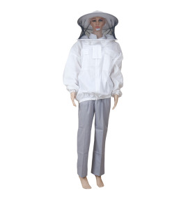 CLD05- Cotton Beekeeping Jacket White Protective jacket with round veil for Apiary