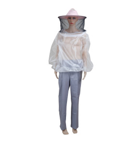 Beekeeping protective jacket with Ventilated Mesh Fabric Fencing Veil Hood for Apiculture
