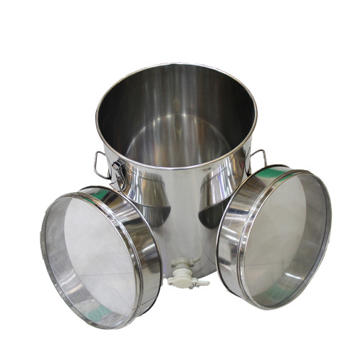 High quality stainless steel honey tank honey barrel with double strainers and honey gate 30L/ 45kg