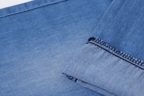 Custom design woven jeans for wholesale soft fabric denim 100% cotton light blue