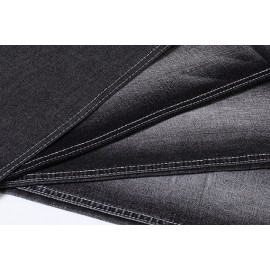 New style woven stretch polyester cotton bull elasticity black denim fabric prices