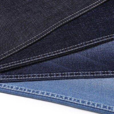 Eco friendly breathable cotton polyester spandex in stock denim fabric