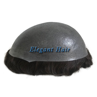 Elegant Hair Thin skin 0.04mm-0.06mm #1B color human hair toupee