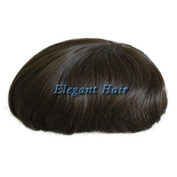 Elegant Hair  Thin skin 0.04mm-0.06mm  #1B color human hair toupee