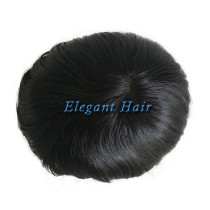 Elegant Hair full swiss lace base natural black color with full bleaching knots men toupee