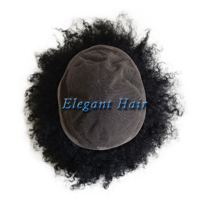 Elegant hair 6mm 1B# color full lace man weave