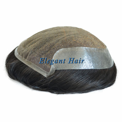 Elegant Hair SWISS Lace with PU on Sides and Back Toupee Hair Piece