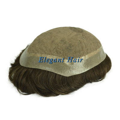 Elegant Hair Silk Mono Top with PU skin perimeter