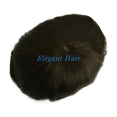 Elegant Hair Silk Mono Top with PU skin perimeter