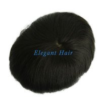Elegant Hair Silk top with PU sides and back and lace front Mens Human Hair Wigs
