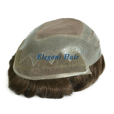 Eleganht Hair New style Fine Mono with Thin Skin and Lace Front Toupee with scallop