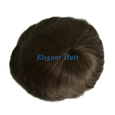 Eleganht Hair New style Fine Mono with Thin Skin and Lace Front Toupee with scallop