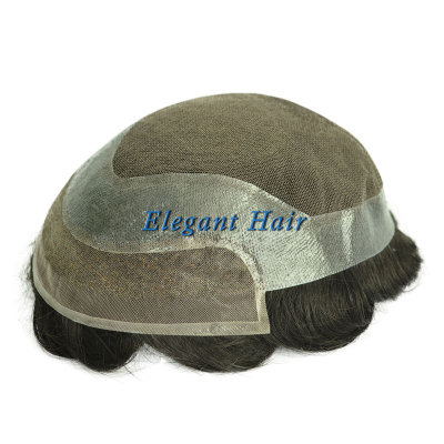 Elegant Hair swiss lace with Skin Perimeter and Fine Welded Mono in front Hair Replacement System