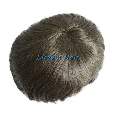 Elegant Hair Fine Mono with Thin Skin and Lace Front Stock Hairpieces for Men