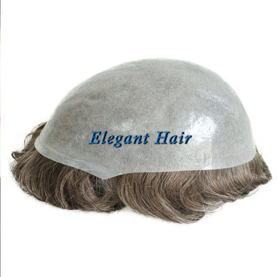 Poly Skin High Quality Short Black Mens Toupees Hair Pieces