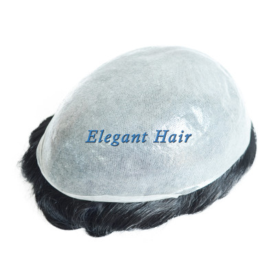 Skin PU Men's Toupee 8x10 Base Human Hair Replacement Natural Hair System