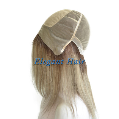 Swiss lace human hair toupee with silk top front