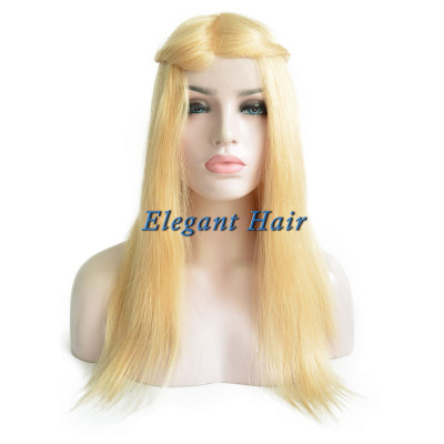 Full pu skin chinese virgin hair wig