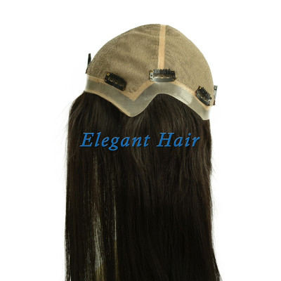 Full swiss lace silk top human hair wig with pu skin arounded