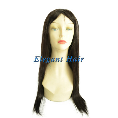 Full swiss lace silk top human hair wig with pu skin arounded