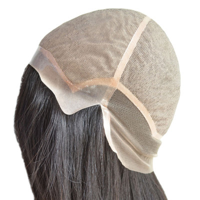 Custom Ladies PU and Silk Base Real Human Hair Silk Top Wig