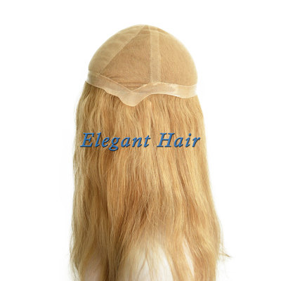Full swiss lace silk top front human hair wig with pu skin arounded