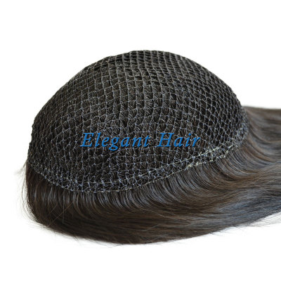 Human hair intergration fish net lace wig