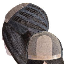 Customized Elasticated Machine-Made Weft and Lace Front Ladies natural parting