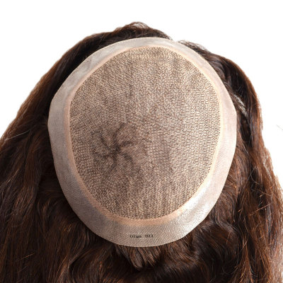 Silk Base And Poly with Gauze Woman Replacement System Hairpiece