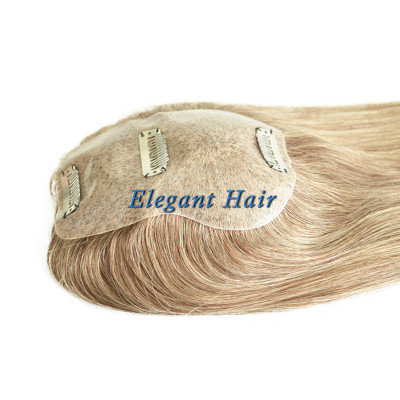 Chinese virgin hair pu skin T parting hair toupee