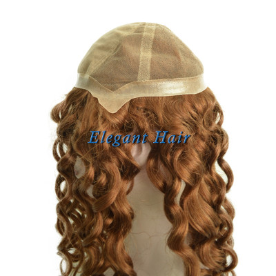 Full swiss lace silk top human hair wig with pu skin arounded
