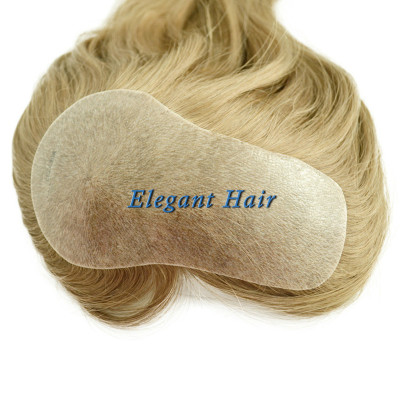 Chinese virgin hair pu skin T parting hair toupee