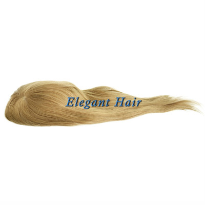Chinese virgin hair pu skin T parting hair toupee