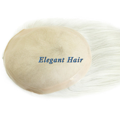 Synthetic hair fine mono lace men toupee