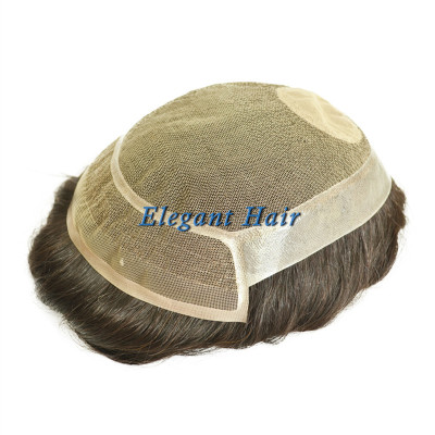 Indian remy hair full swiss lace silk top men toupee