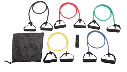 8-Piece Resistance Band Set-EVA Foam Handles,Door Anchor,Instruction Sheet and Carry Bag