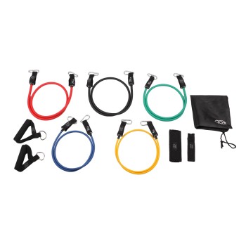 11-Piece Resistance Band Set with Carabiner,EVA Foam Handle,Door Anchor,Ankle Strap and Carry Bag